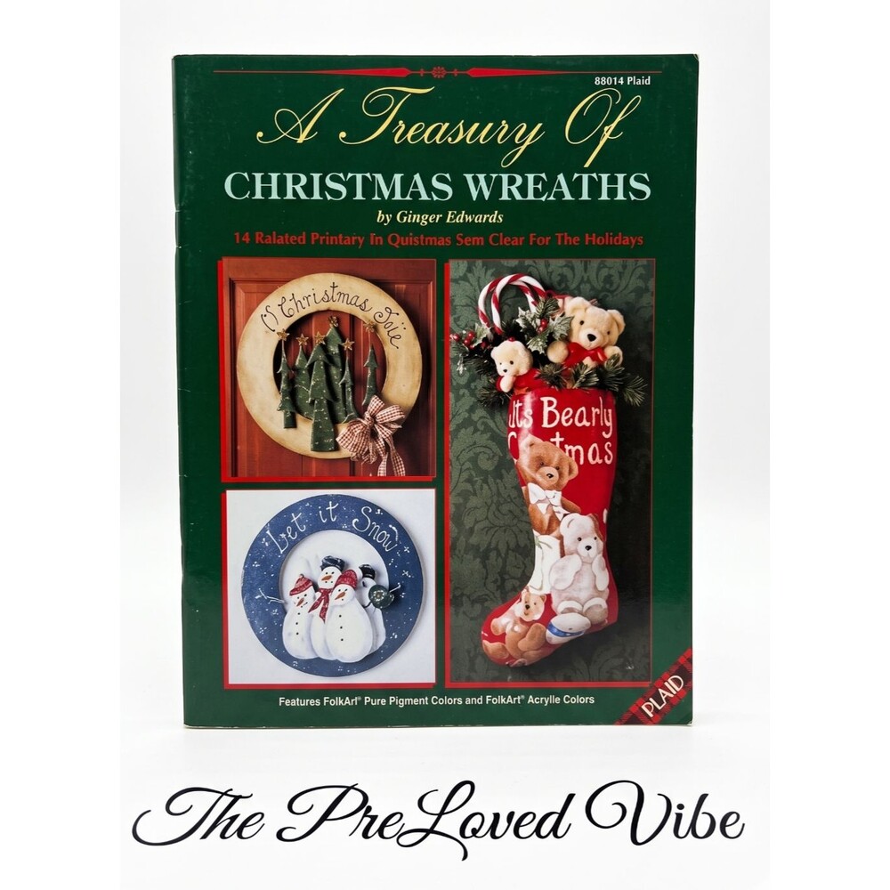 A Treasury of  Christmas Wreaths Book Ginger Edwards Folkart Pattern Vintage